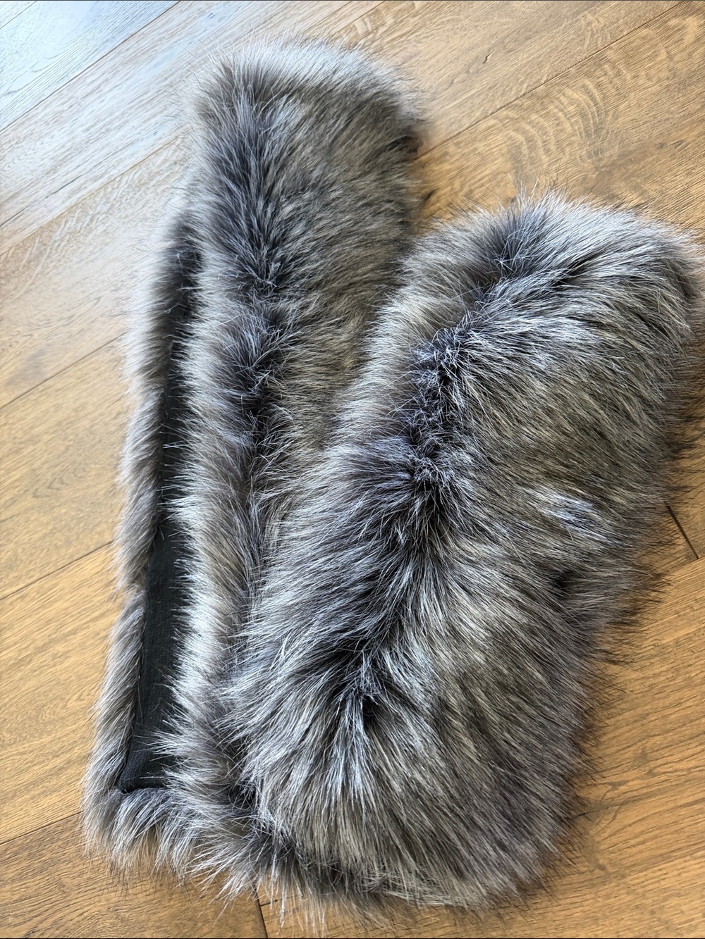 Kate Spade wool blend and grey faux fur winter scarf
